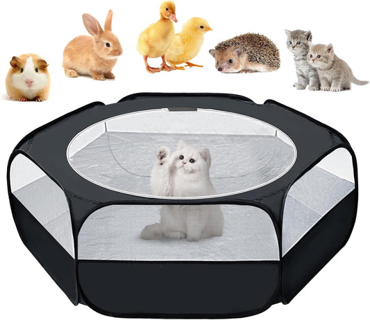 Small Animal Playpen, Waterproof Foldable Pet Playpen, Black