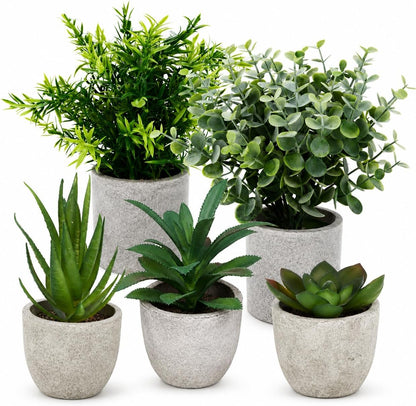 5 Pack Small Fake Plants for Home Decor, Artificial Plants Indoor