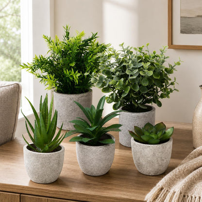 5 Pack Small Fake Plants for Home Decor, Artificial Plants Indoor