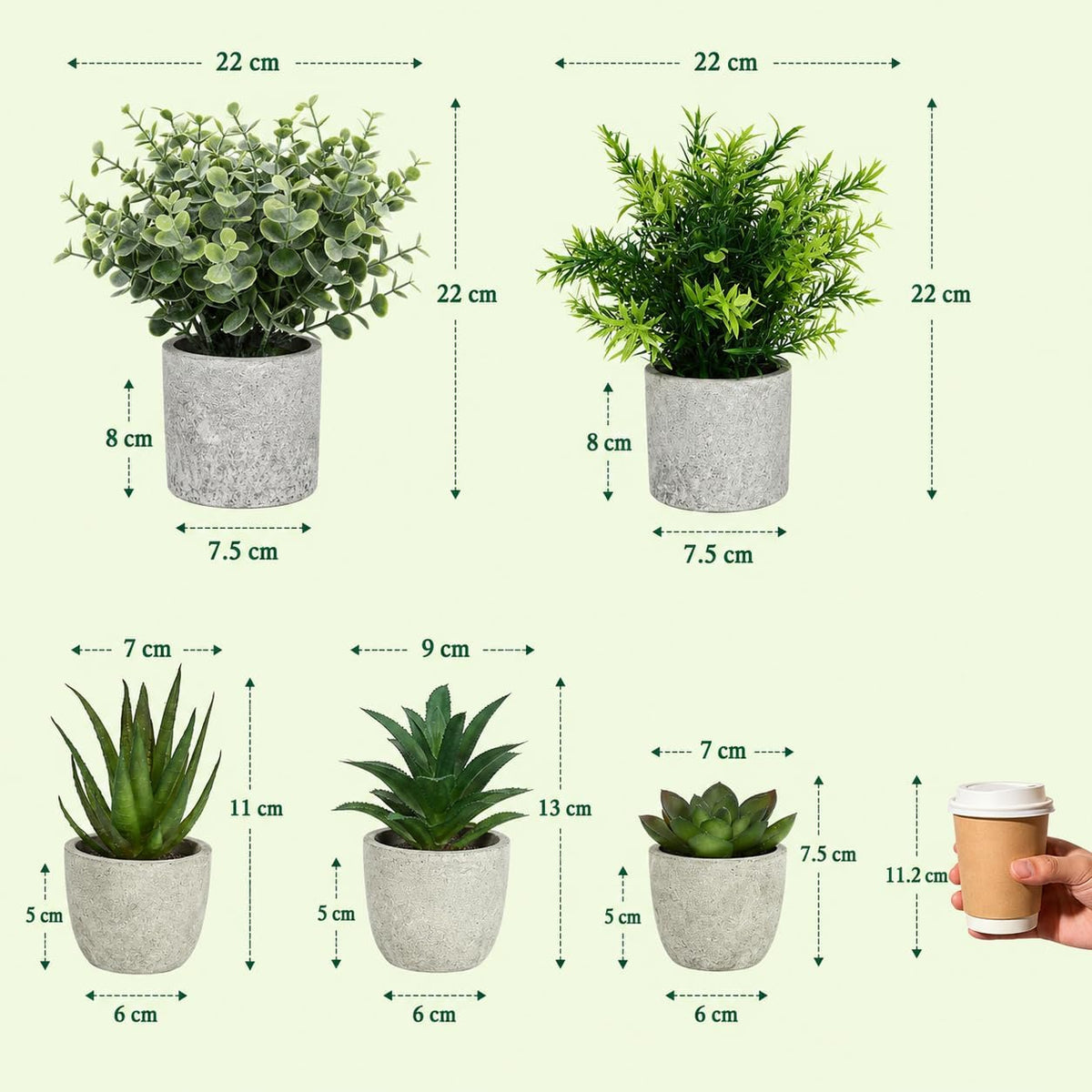 5 Pack Small Fake Plants for Home Decor, Artificial Plants Indoor