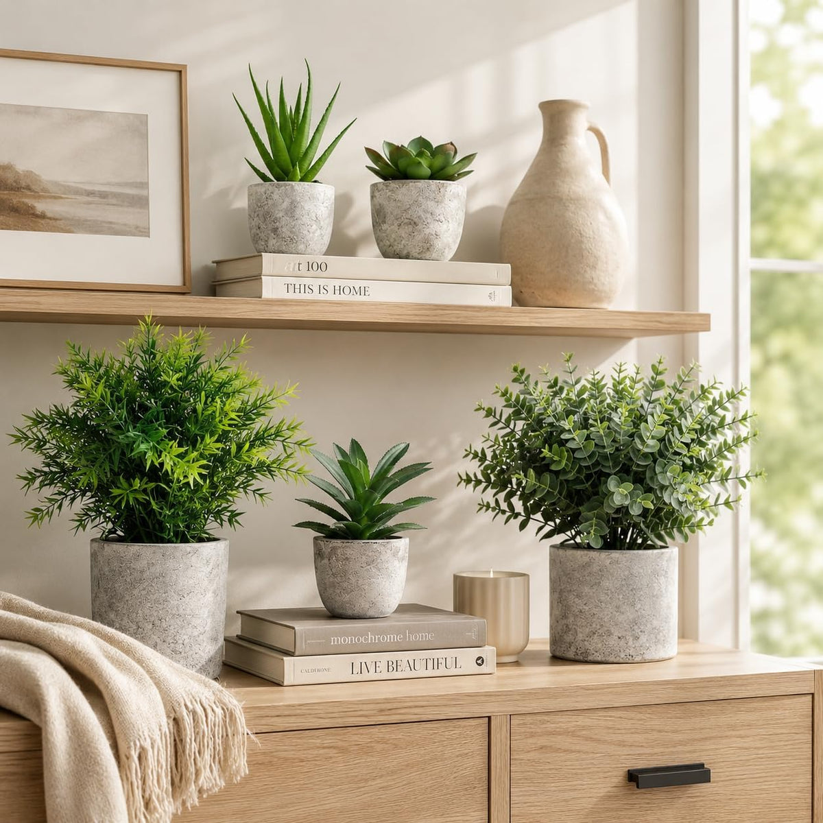 5 Pack Small Fake Plants for Home Decor, Artificial Plants Indoor