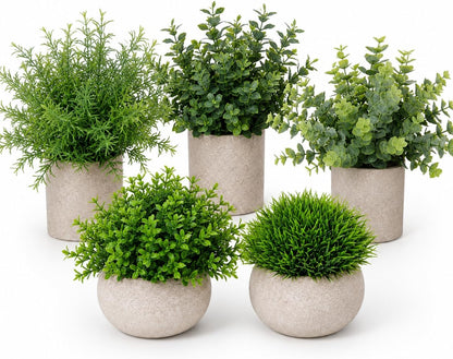 5 Pack Small Fake Plants for Home Decor, Artificial Plants Indoor