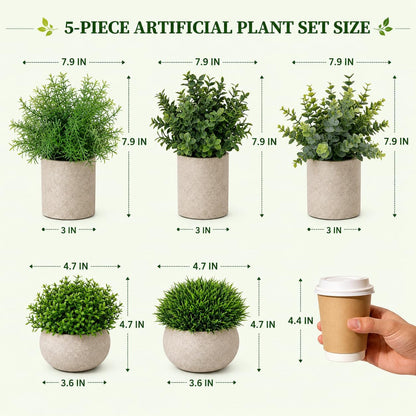 5 Pack Small Fake Plants for Home Decor, Artificial Plants Indoor