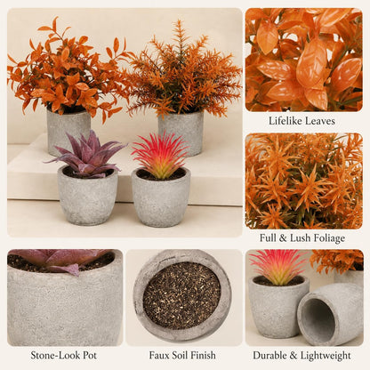 5 Pack Small Fake Plants for Home Decor, Artificial Plants Indoor