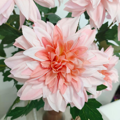 8Pcs Purple Pink Dahlia Artificial Flowers, 25" Fake Silk Dahlia Flower Bouquets for DIY Wedding Centerpieces Arrangements Bridal Shower Party Home Decorations（with Luxuriant Foliage）