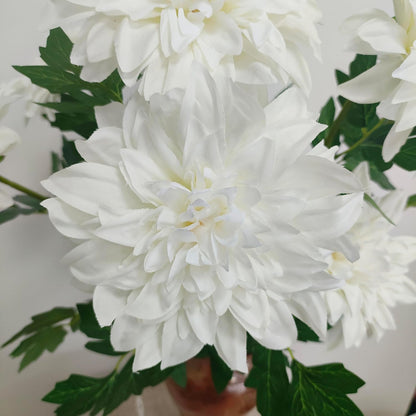 8Pcs Purple Pink Dahlia Artificial Flowers, 25" Fake Silk Dahlia Flower Bouquets for DIY Wedding Centerpieces Arrangements Bridal Shower Party Home Decorations（with Luxuriant Foliage）