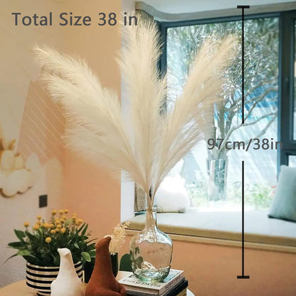38" 10 Stems White Pampas Grass Tall Decor Faux Pampas Grass for Floor Vase
