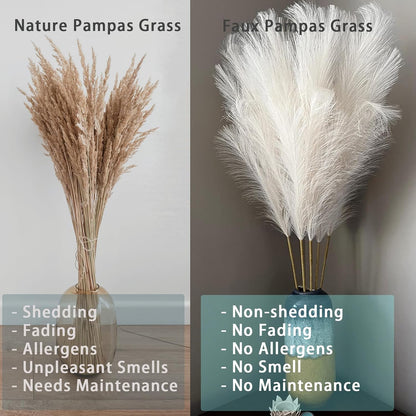 38" 10 Stems White Pampas Grass Tall Decor Faux Pampas Grass for Floor Vase