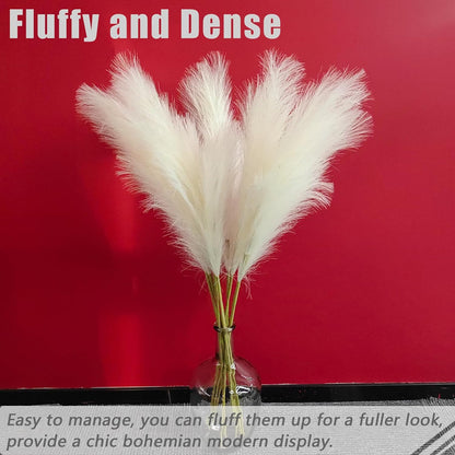 38" 10 Stems White Pampas Grass Tall Decor Faux Pampas Grass for Floor Vase