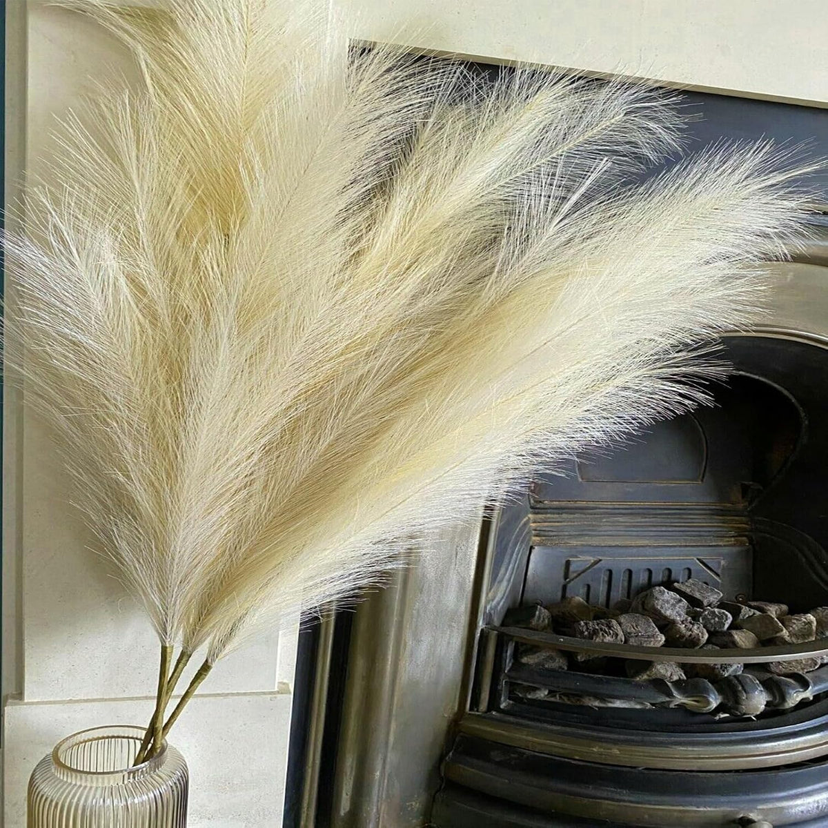 38" 10 Stems White Pampas Grass Tall Decor Faux Pampas Grass for Floor Vase