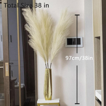 38" 10 Stems White Pampas Grass Tall Decor Faux Pampas Grass for Floor Vase
