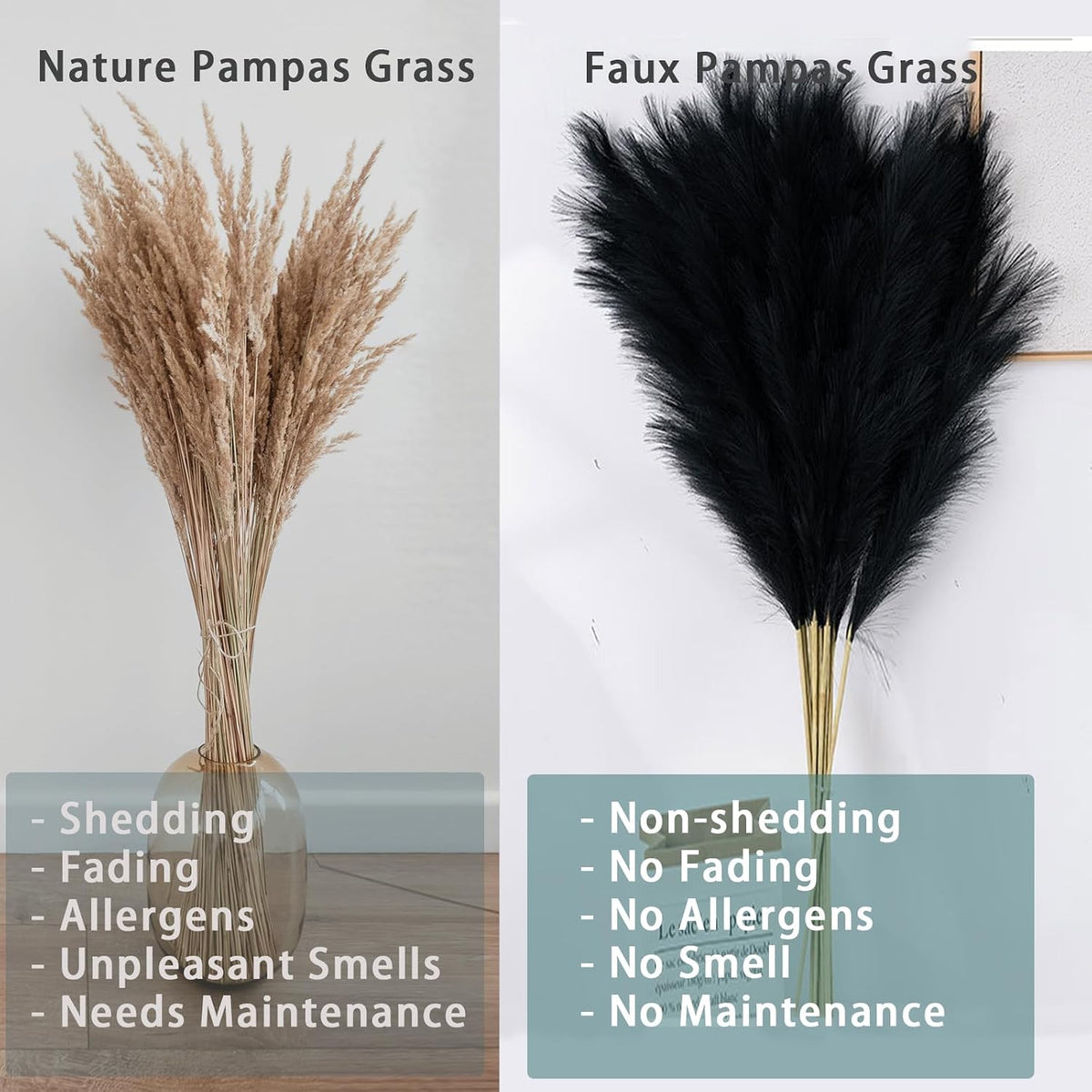 38" 10 Stems White Pampas Grass Tall Decor Faux Pampas Grass for Floor Vase