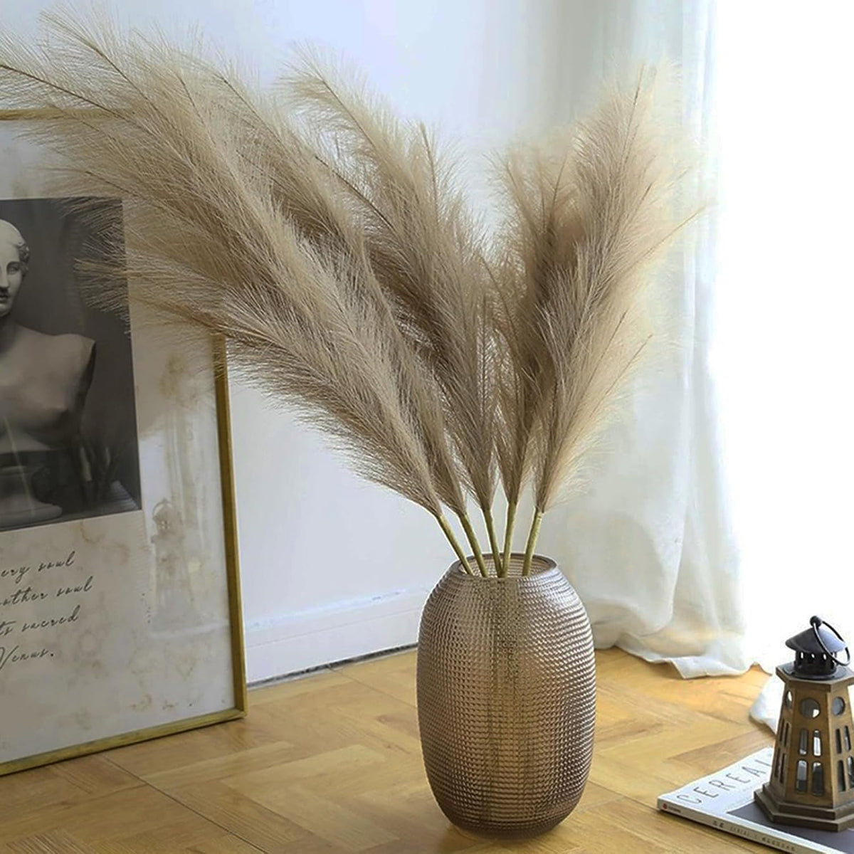 38" 10 Stems White Pampas Grass Tall Decor Faux Pampas Grass for Floor Vase