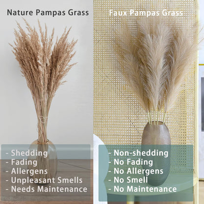 38" 10 Stems White Pampas Grass Tall Decor Faux Pampas Grass for Floor Vase