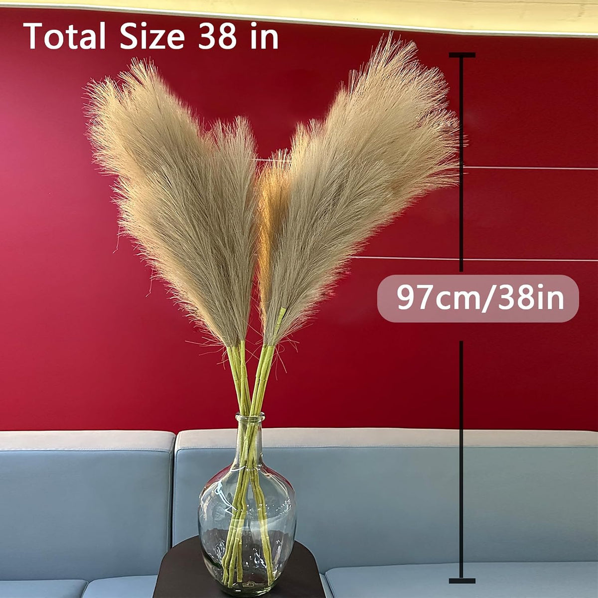 38" 10 Stems White Pampas Grass Tall Decor Faux Pampas Grass for Floor Vase