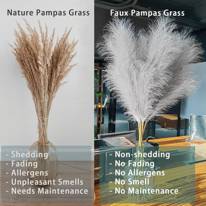 38" 10 Stems White Pampas Grass Tall Decor Faux Pampas Grass for Floor Vase