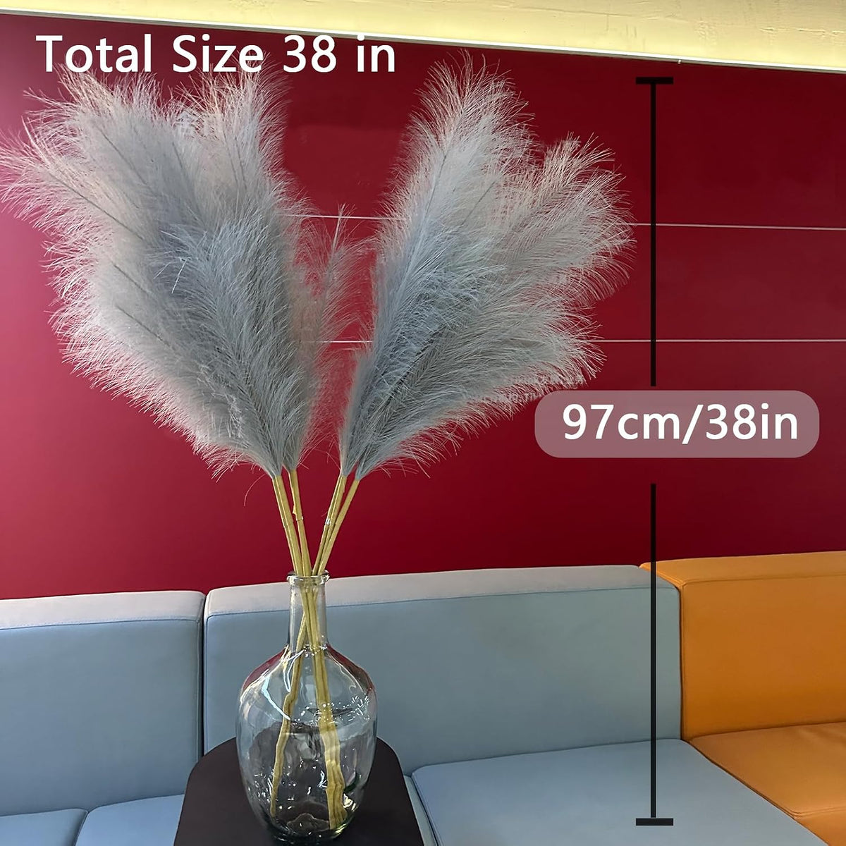 38" 10 Stems White Pampas Grass Tall Decor Faux Pampas Grass for Floor Vase