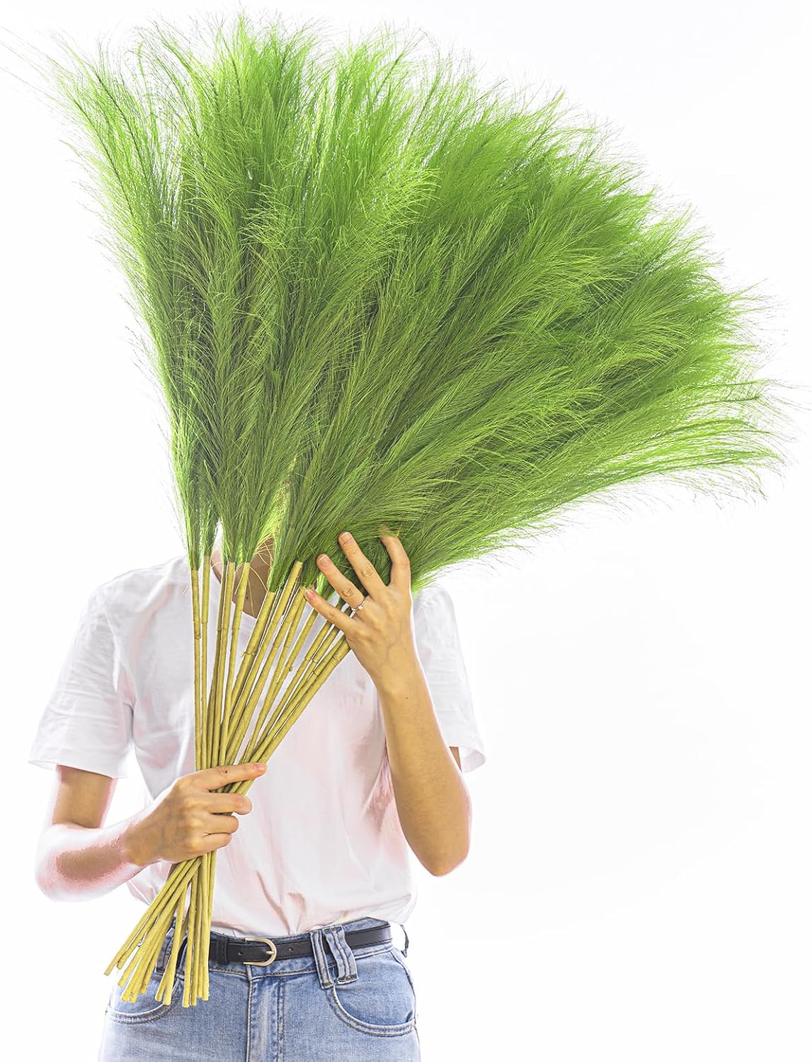 38" 10 Stems White Pampas Grass Tall Decor Faux Pampas Grass for Floor Vase