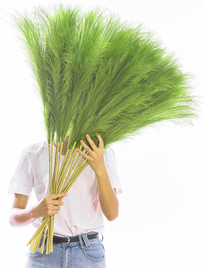 38" 10 Stems White Pampas Grass Tall Decor Faux Pampas Grass for Floor Vase