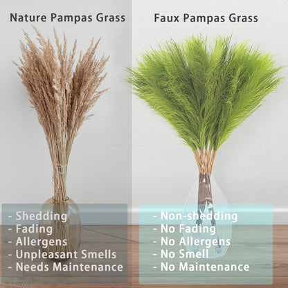 38" 10 Stems White Pampas Grass Tall Decor Faux Pampas Grass for Floor Vase