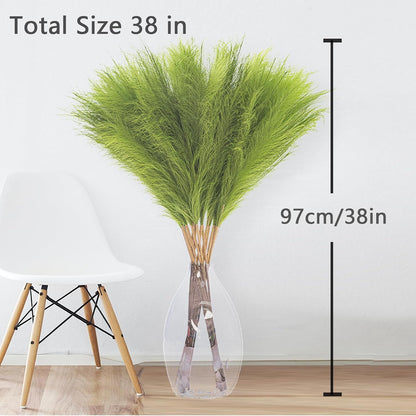 38" 10 Stems White Pampas Grass Tall Decor Faux Pampas Grass for Floor Vase
