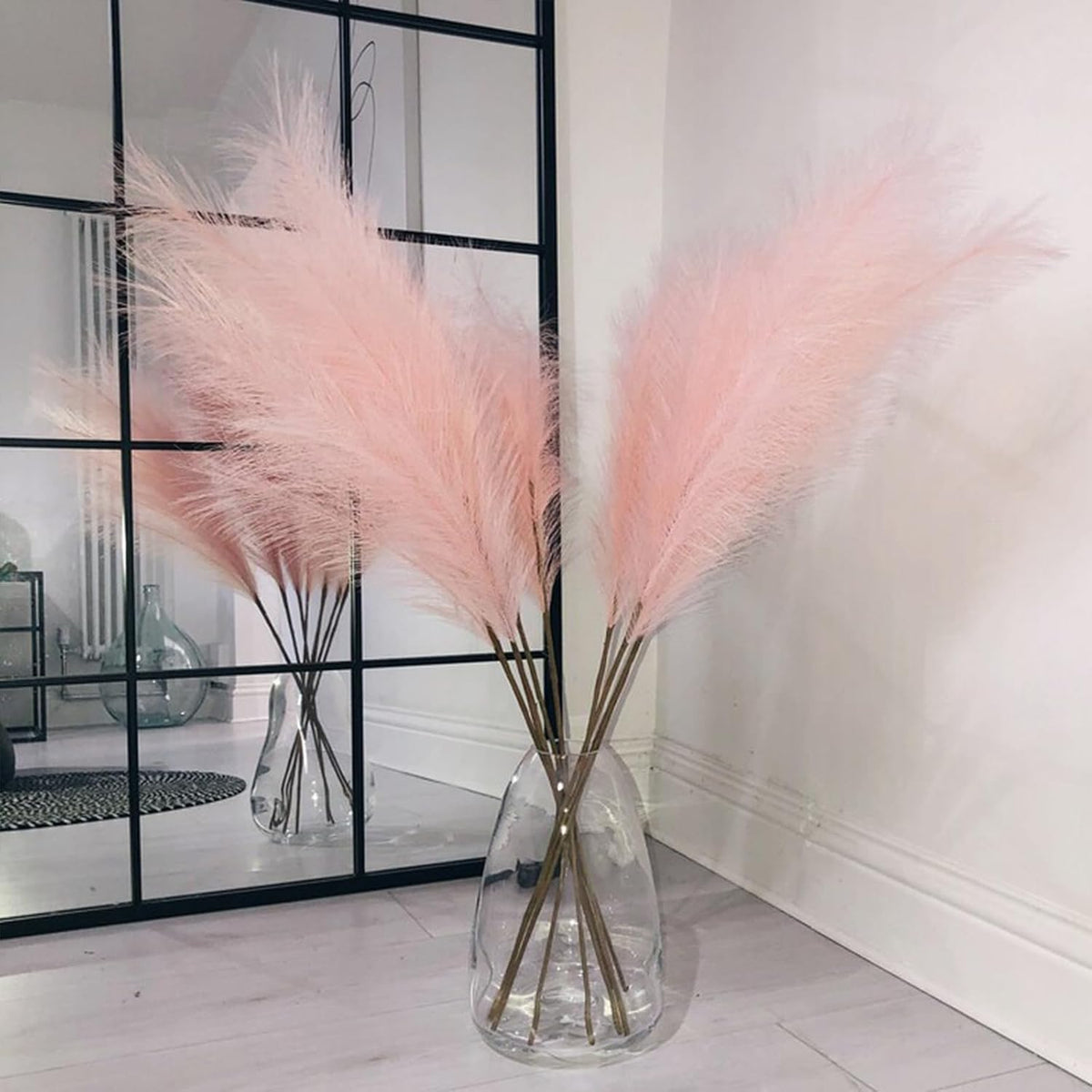 38" 10 Stems White Pampas Grass Tall Decor Faux Pampas Grass for Floor Vase