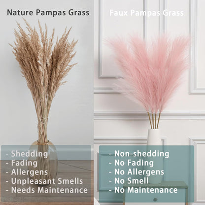 38" 10 Stems White Pampas Grass Tall Decor Faux Pampas Grass for Floor Vase