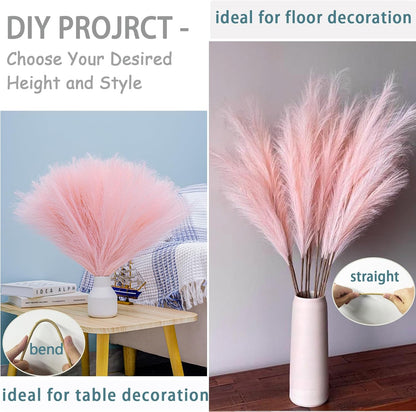 38" 10 Stems White Pampas Grass Tall Decor Faux Pampas Grass for Floor Vase
