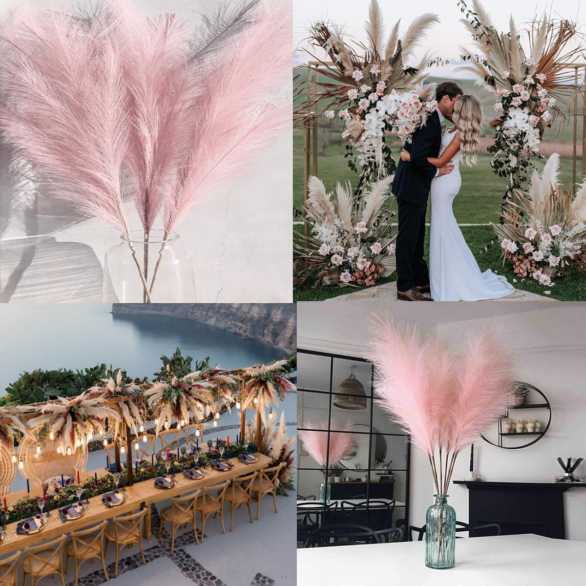 38" 10 Stems White Pampas Grass Tall Decor Faux Pampas Grass for Floor Vase