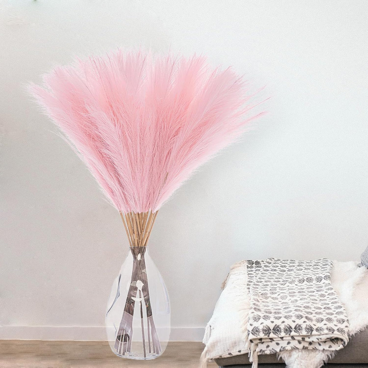 38" 10 Stems White Pampas Grass Tall Decor Faux Pampas Grass for Floor Vase