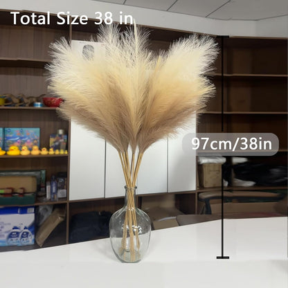 38" 10 Stems White Pampas Grass Tall Decor Faux Pampas Grass for Floor Vase