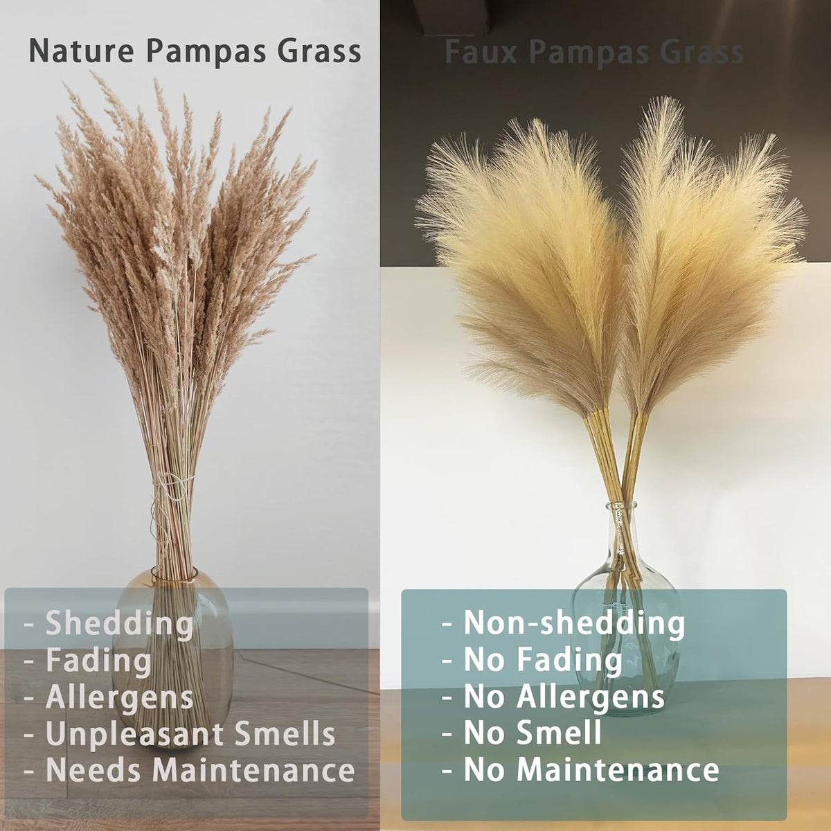 38" 10 Stems White Pampas Grass Tall Decor Faux Pampas Grass for Floor Vase