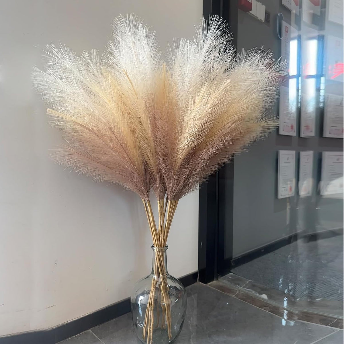 38" 10 Stems White Pampas Grass Tall Decor Faux Pampas Grass for Floor Vase