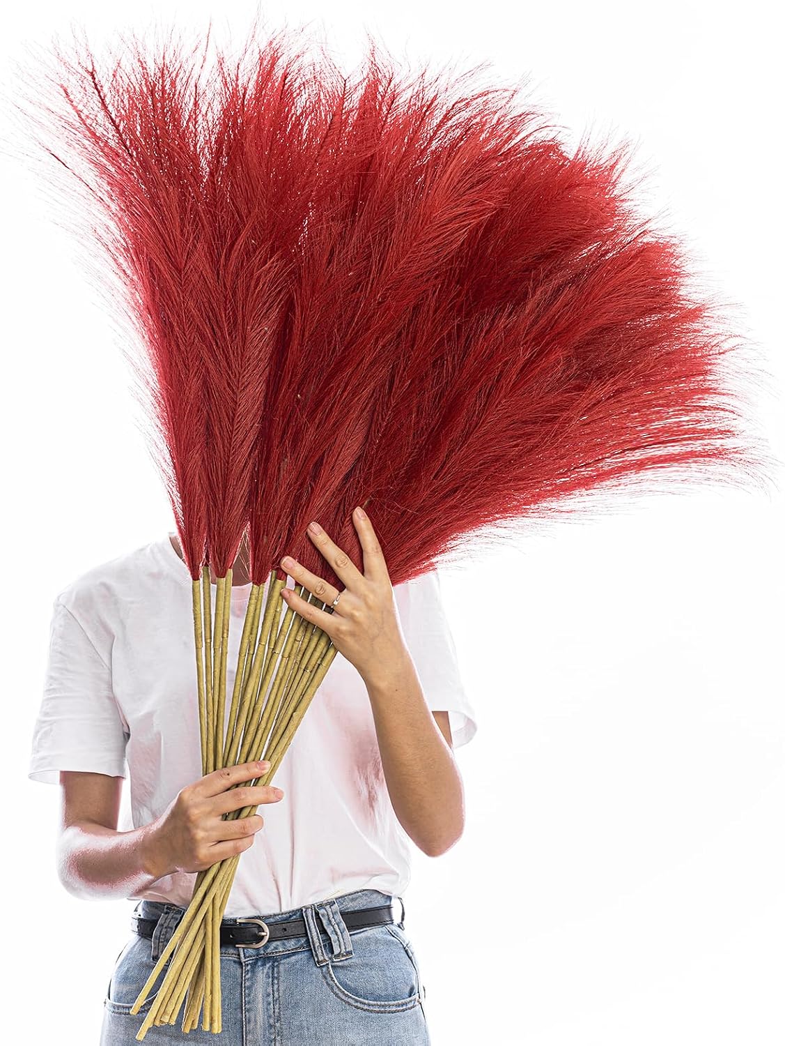 38" 10 Stems White Pampas Grass Tall Decor Faux Pampas Grass for Floor Vase