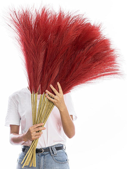 38" 10 Stems White Pampas Grass Tall Decor Faux Pampas Grass for Floor Vase