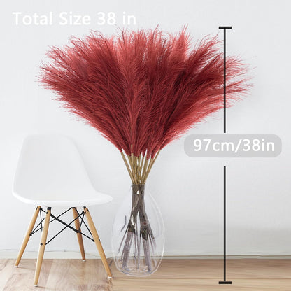 38" 10 Stems White Pampas Grass Tall Decor Faux Pampas Grass for Floor Vase