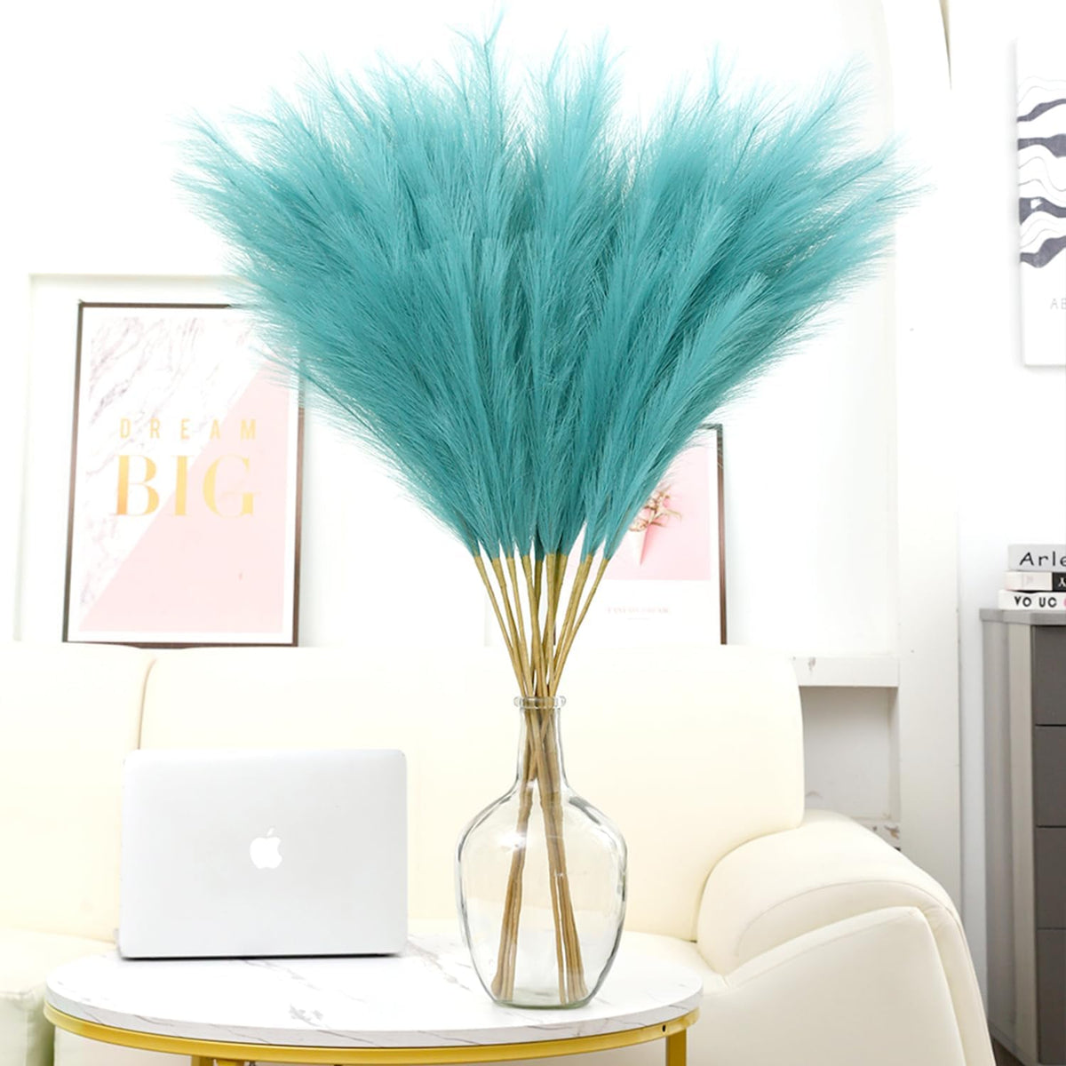 38" 10 Stems White Pampas Grass Tall Decor Faux Pampas Grass for Floor Vase