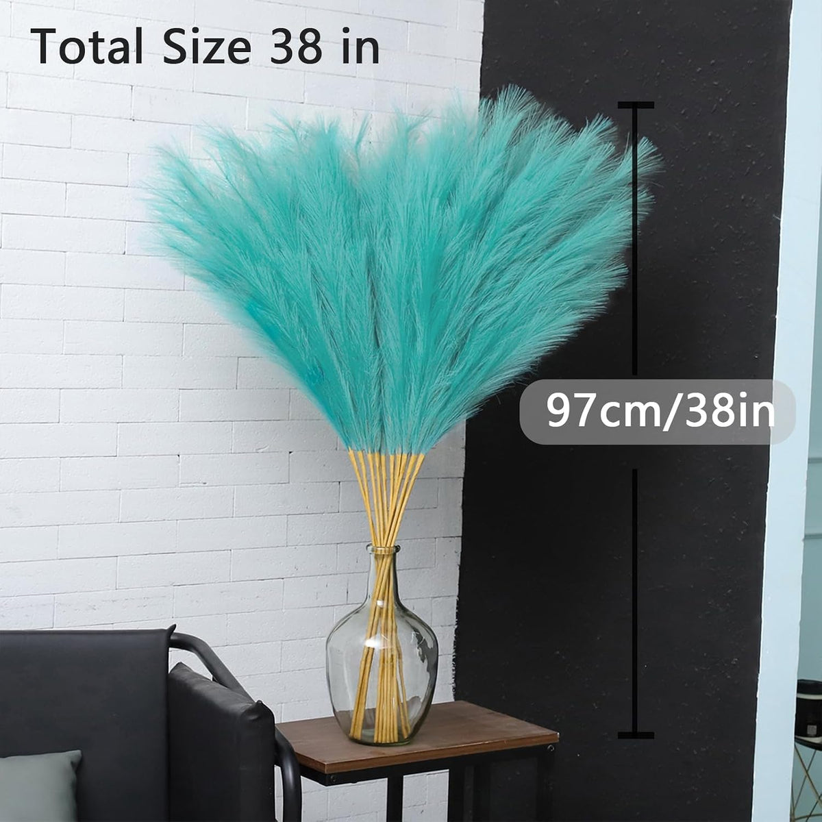 38" 10 Stems White Pampas Grass Tall Decor Faux Pampas Grass for Floor Vase