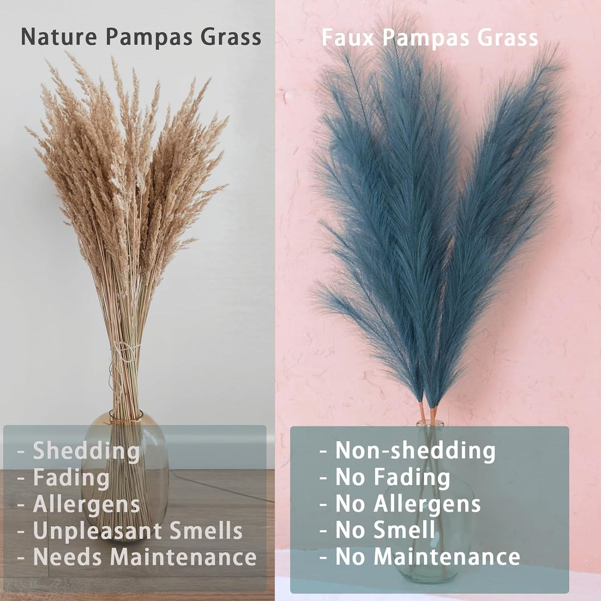 38" 10 Stems White Pampas Grass Tall Decor Faux Pampas Grass for Floor Vase