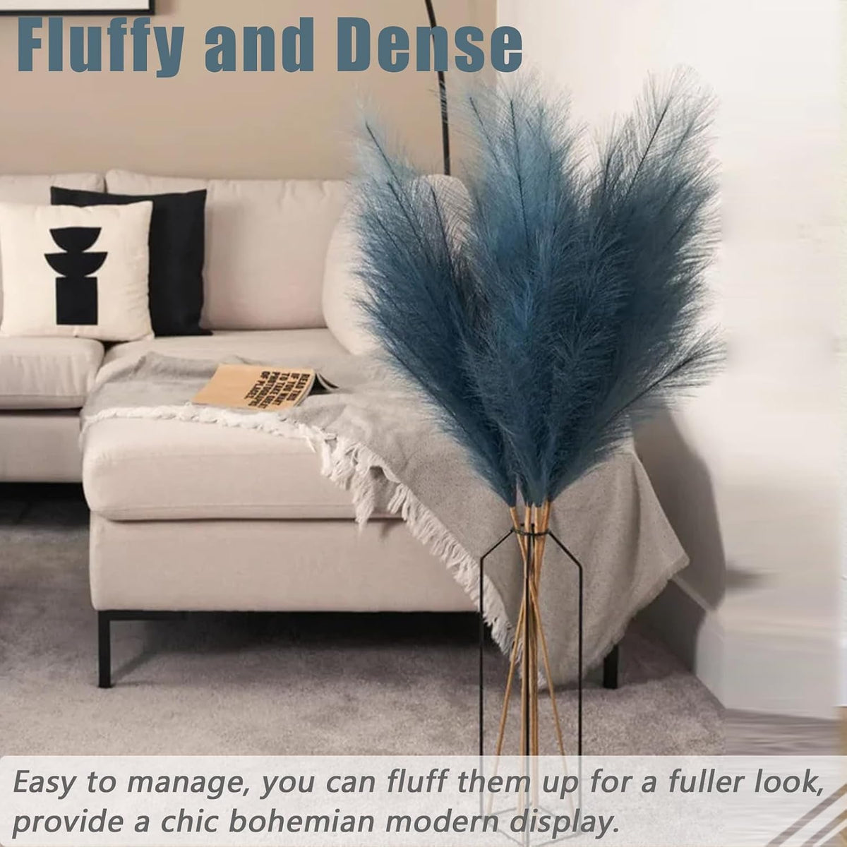 38" 10 Stems White Pampas Grass Tall Decor Faux Pampas Grass for Floor Vase