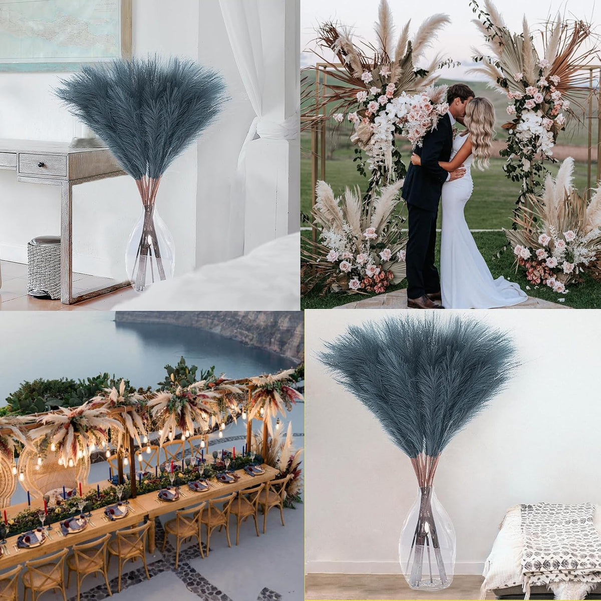 38" 10 Stems White Pampas Grass Tall Decor Faux Pampas Grass for Floor Vase