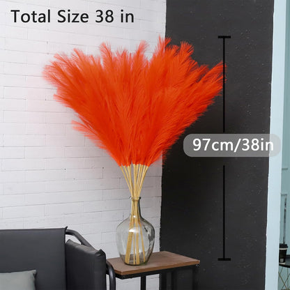 38" 10 Stems White Pampas Grass Tall Decor Faux Pampas Grass for Floor Vase