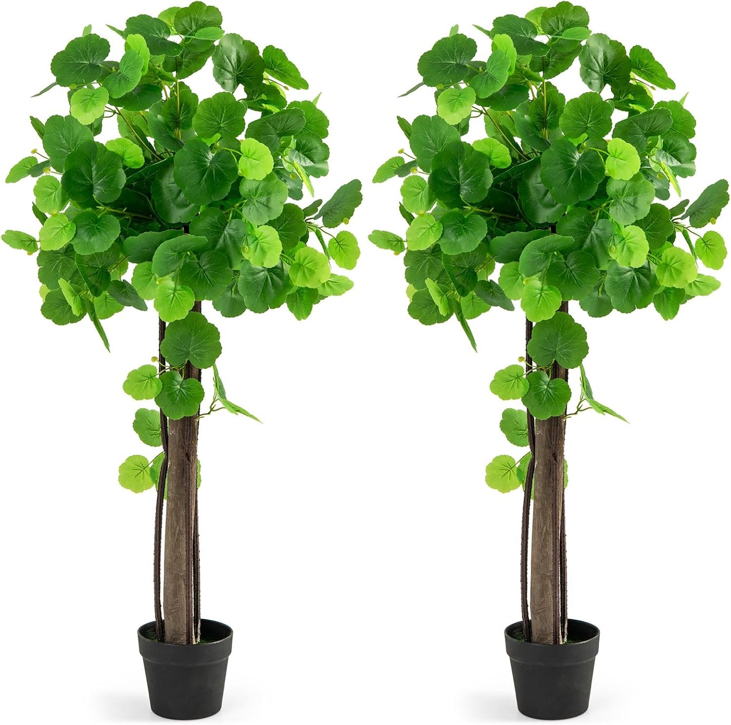 44” Artificial Crabapple Tree, Potted Fake Tree with Wood Trunk & PE rattans, Lush Mosses, Faux Greenery Plant in Pot with Adjustable Branches for Home Office Porch