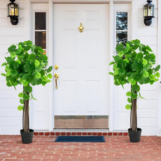 44” Artificial Crabapple Tree, Potted Fake Tree with Wood Trunk & PE rattans, Lush Mosses, Faux Greenery Plant in Pot with Adjustable Branches for Home Office Porch