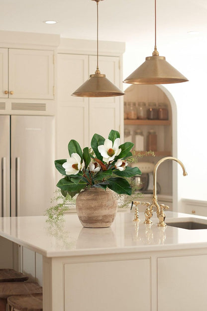 Artificial Magnolia Floral Stems 2PCS 19.7'' Tall Faux Magnolia Silk Flowers Bouquet Fake Greenery Branches for Home Wedding Arrangements Table Vase Centerpieces Rustic Decor(Vase not Included)