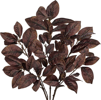 Artificial Magnolia Floral Stems 2PCS 19.7'' Tall Faux Magnolia Silk Flowers Bouquet Fake Greenery Branches for Home Wedding Arrangements Table Vase Centerpieces Rustic Decor(Vase not Included)