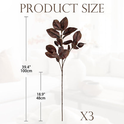 Artificial Magnolia Floral Stems 2PCS 19.7'' Tall Faux Magnolia Silk Flowers Bouquet Fake Greenery Branches for Home Wedding Arrangements Table Vase Centerpieces Rustic Decor(Vase not Included)