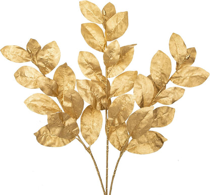 Artificial Magnolia Floral Stems 2PCS 19.7'' Tall Faux Magnolia Silk Flowers Bouquet Fake Greenery Branches for Home Wedding Arrangements Table Vase Centerpieces Rustic Decor(Vase not Included)