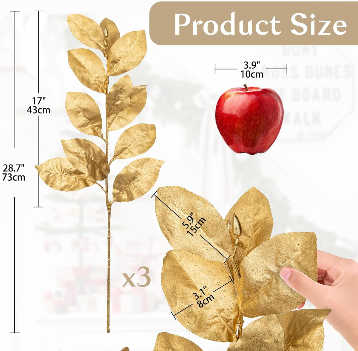 Artificial Magnolia Floral Stems 2PCS 19.7'' Tall Faux Magnolia Silk Flowers Bouquet Fake Greenery Branches for Home Wedding Arrangements Table Vase Centerpieces Rustic Decor(Vase not Included)