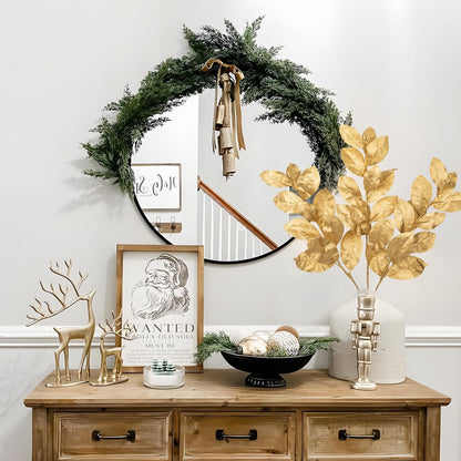 Artificial Magnolia Floral Stems 2PCS 19.7'' Tall Faux Magnolia Silk Flowers Bouquet Fake Greenery Branches for Home Wedding Arrangements Table Vase Centerpieces Rustic Decor(Vase not Included)